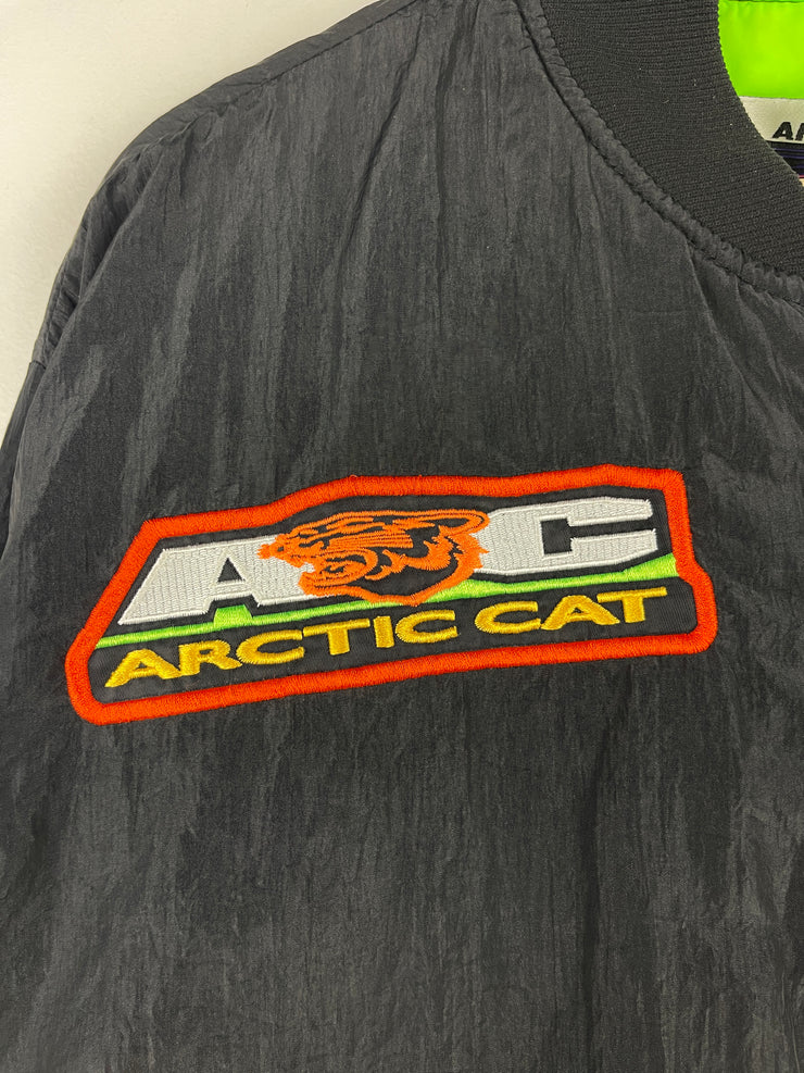 Vintage 90s Arctic Cat Black Nylon Bomber Jacket