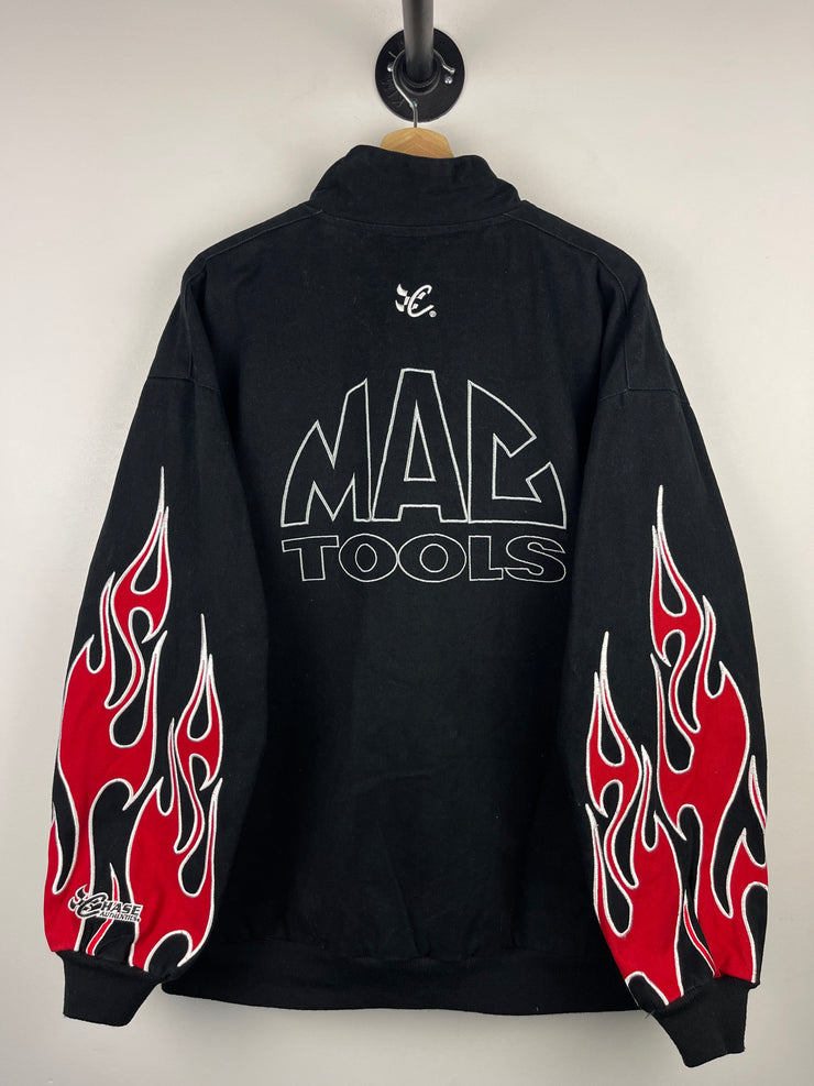 Vintage Nascar Chase Mac Tools Flames Black Racing Jacket