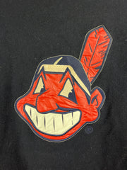 Vintage 90s MLB Cleveland Indians Navy Wool Leather Varsity Jacket