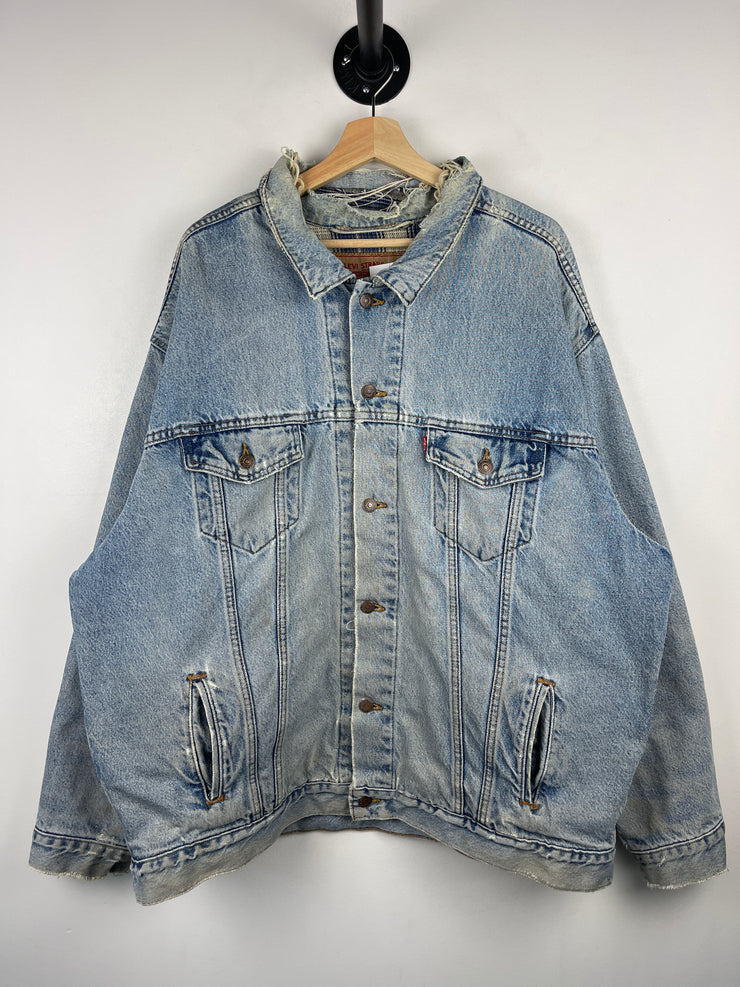 Vintage 90s Levis Blanket Lined Distressed Blue Denim Jacket