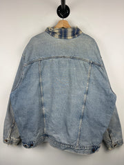 Vintage 90s Levis Blanket Lined Distressed Blue Denim Jacket