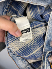 Vintage 90s Levis Blanket Lined Distressed Blue Denim Jacket
