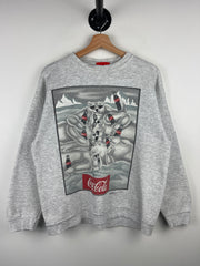 Vintage 90s Coca Cola Polar Bears Grey Crewneck