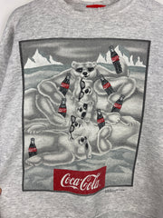 Vintage 90s Coca Cola Polar Bears Grey Crewneck