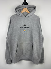 Vintage NFL Pittsburgh Steelers Champions Embroidered Grey Hoodie