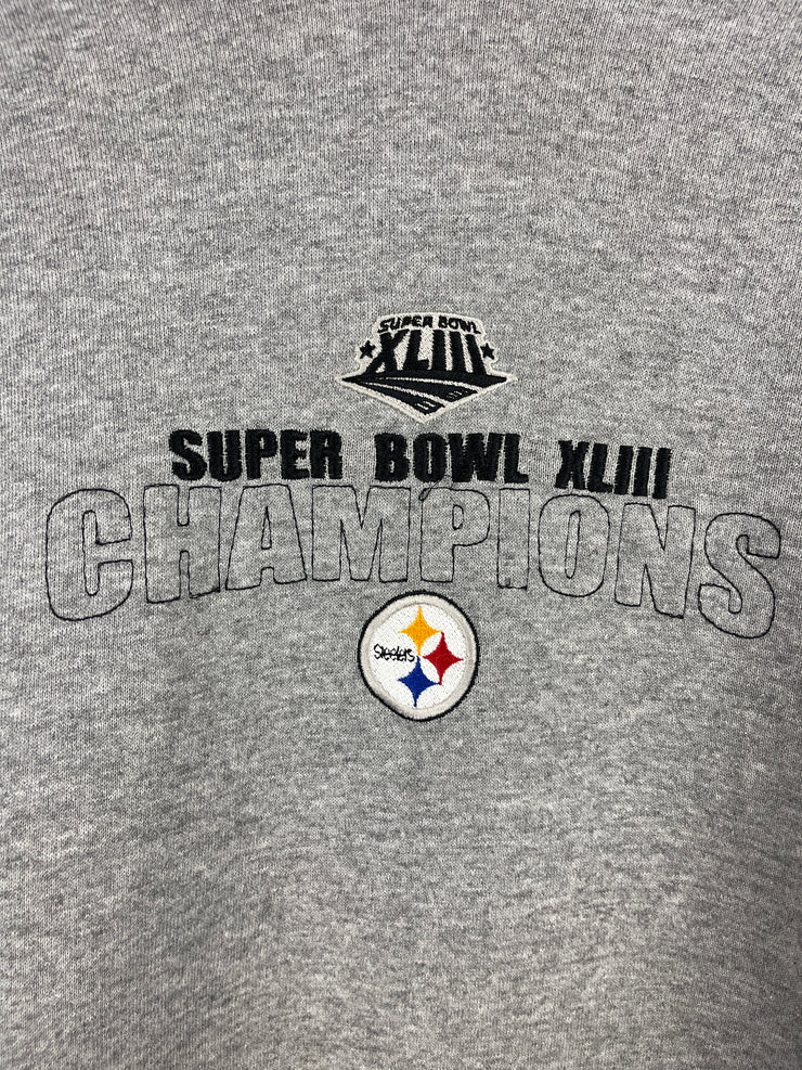 Vintage NFL Pittsburgh Steelers Champions Embroidered Grey Hoodie