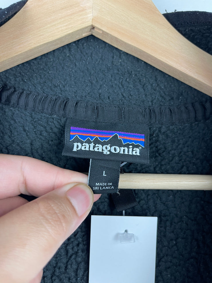 Vintage Patagonia Black Sherpa Fleece Quarter Zip Sweater
