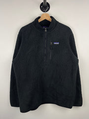 Vintage Patagonia Black Sherpa Fleece Quarter Zip Sweater