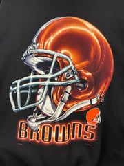 Vintage 90s NFL Lee Sport Cleveland Browns Helmet Black Crewneck