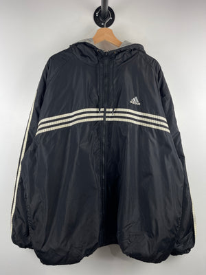 Vintage 90s Adidas 3 Stripe Black Hooded Jacket