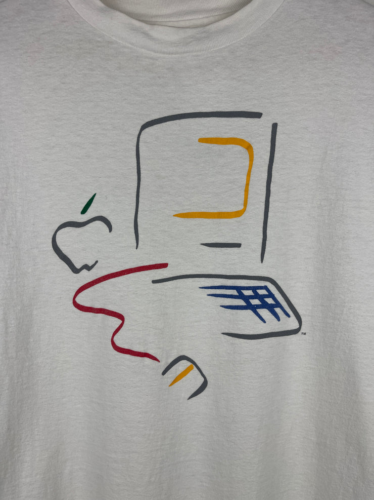 Vintage 90s Apple Computers Picasso Art White Tee