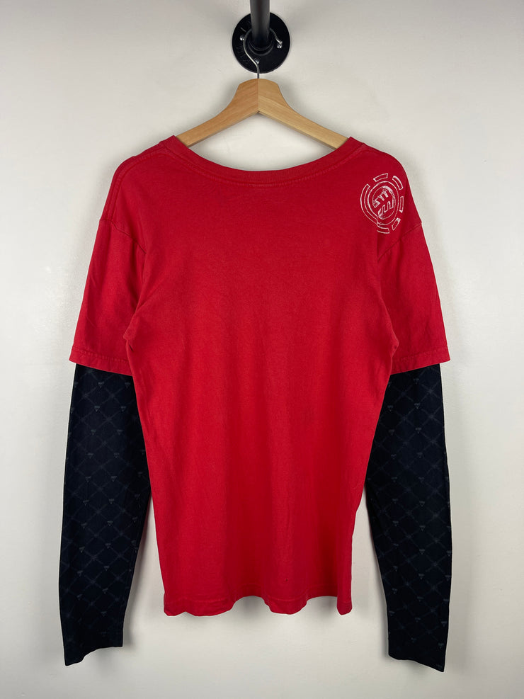 Vintage Y2K Element Skateboards Red & Black Long Sleeve