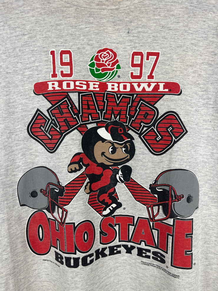 Vintage 90s Ohio State Buckeyes Rose Bowl Champs Grey Tee