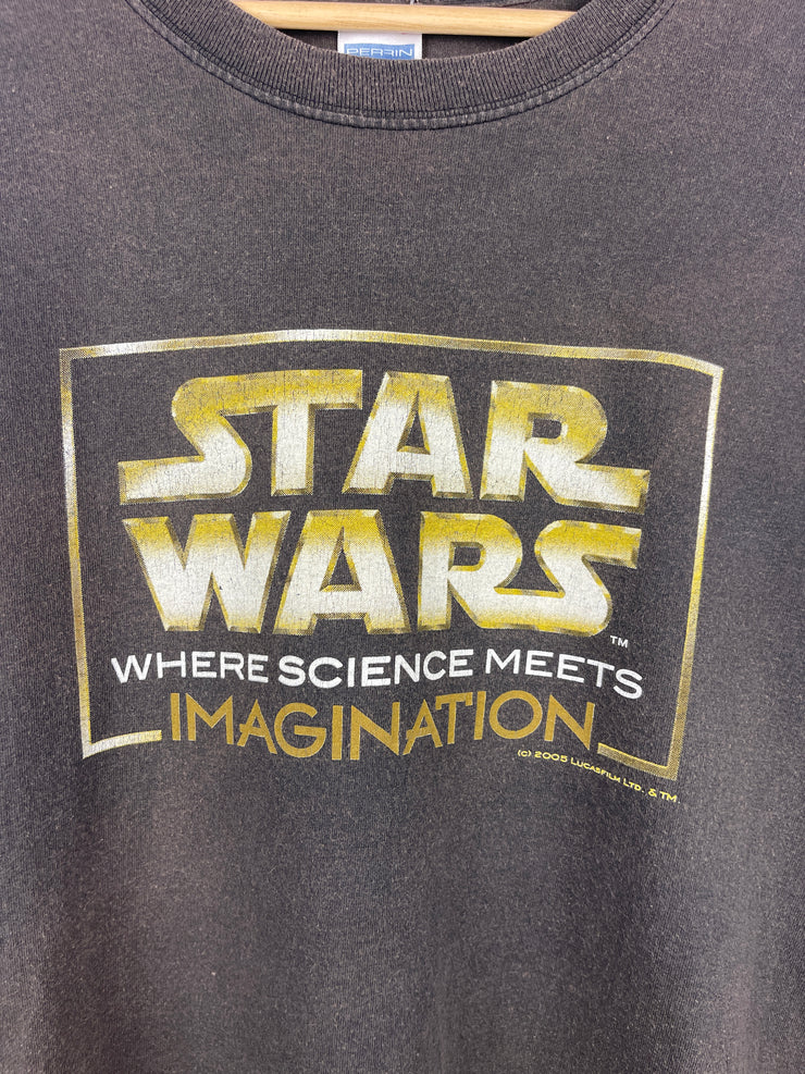 Vintage 2005 Star Wars Exhibit Museum Faded Brown Tee