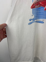 Vintage 90s Budweiser Beer Frog Speedboat White Tee