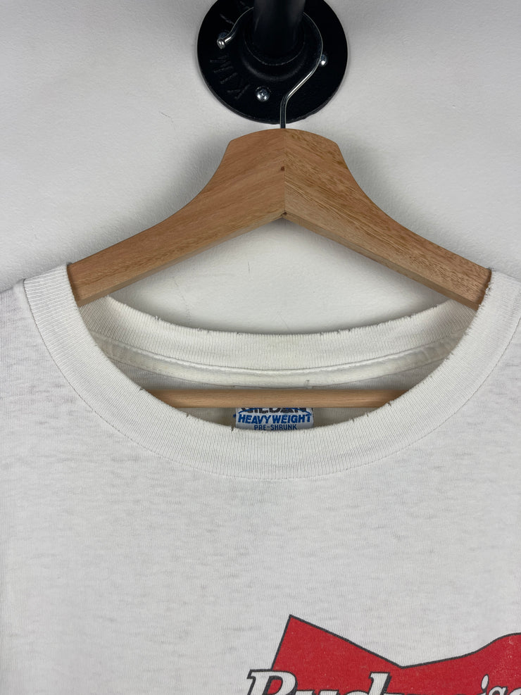 Vintage 90s Budweiser Beer Frog Speedboat White Tee