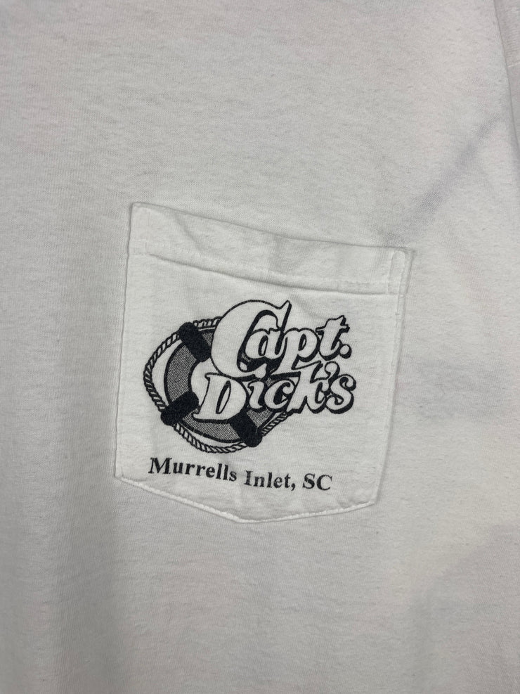 Vintage 90s Capitan Dicks Fishing White Pocket Tee