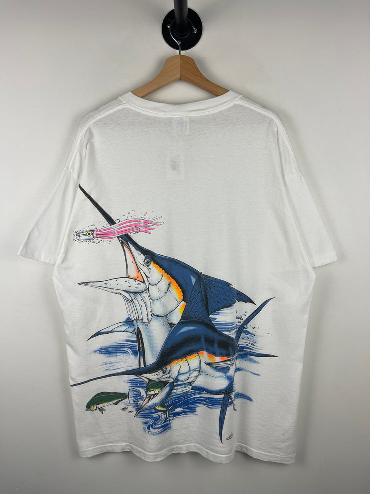 Vintage 90s Capitan Dicks Fishing White Pocket Tee