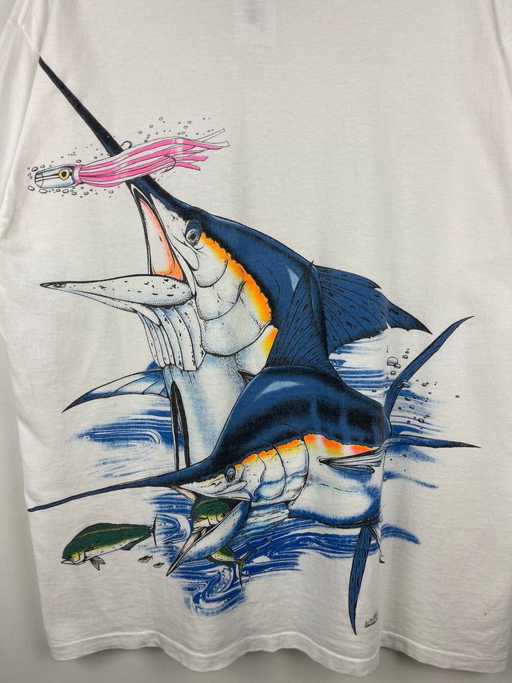 Vintage 90s Capitan Dicks Fishing White Pocket Tee