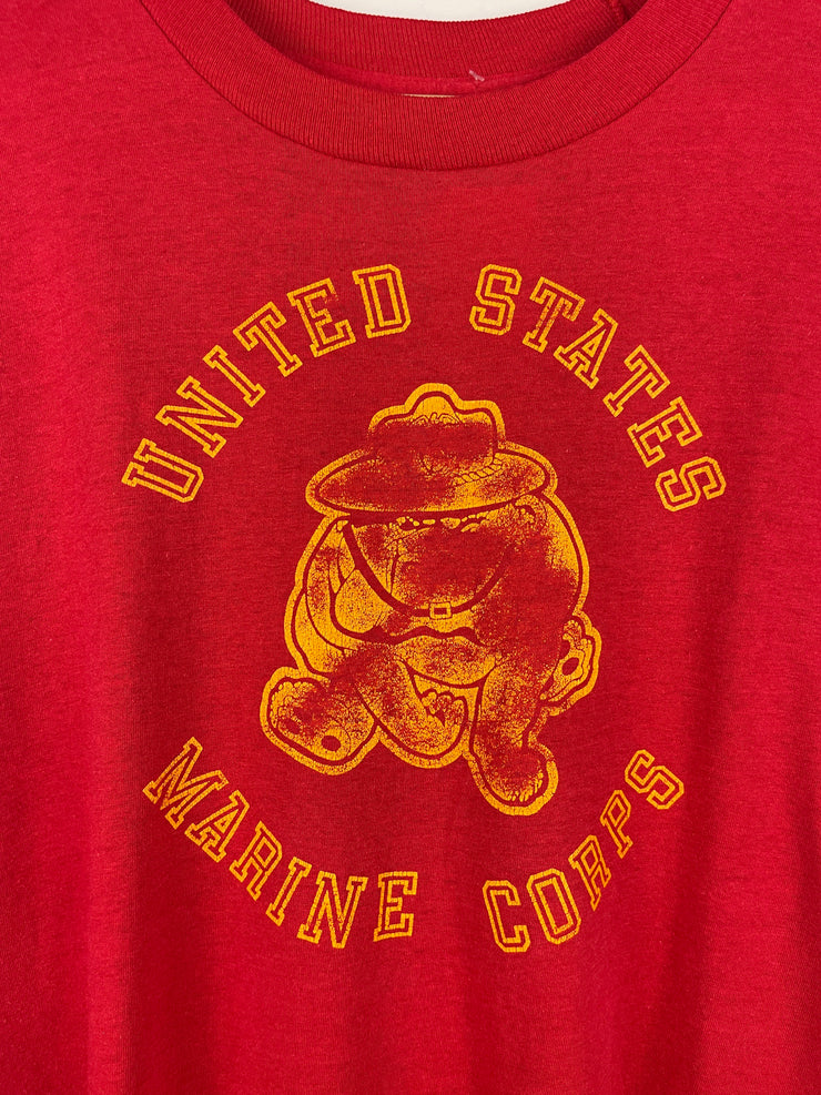Vintage 80s United States Marine Corps Bulldog Red Tee