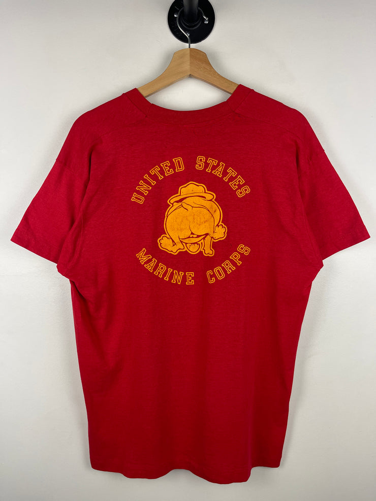 Vintage 80s United States Marine Corps Bulldog Red Tee