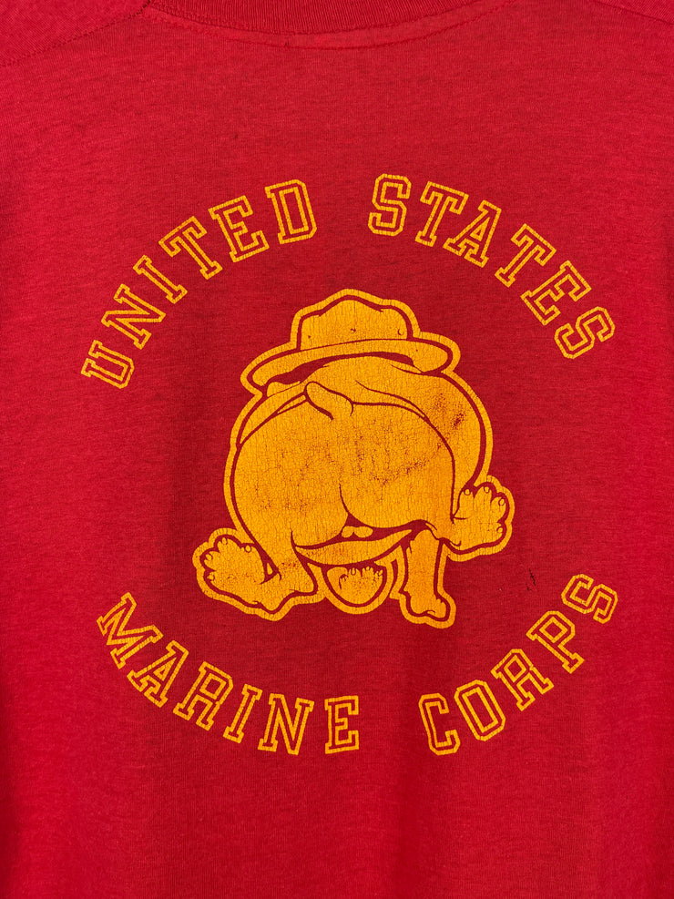 Vintage 80s United States Marine Corps Bulldog Red Tee
