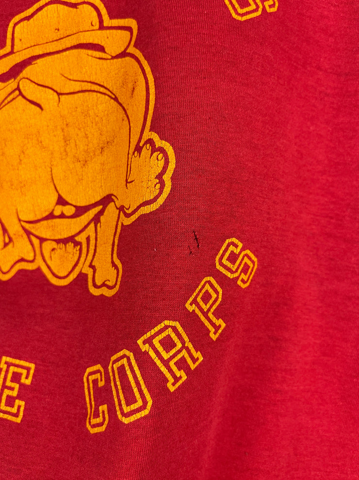 Vintage 80s United States Marine Corps Bulldog Red Tee