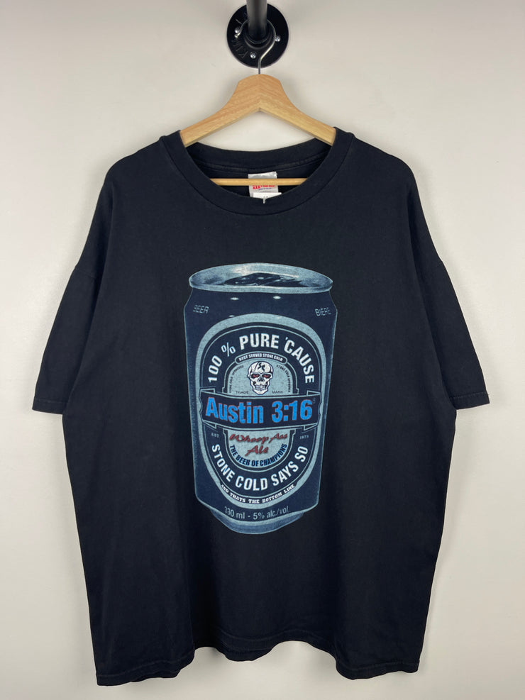 Vintage 90s WWF Stone Cold Steve Austin Whoop Ass Beer Black Tee