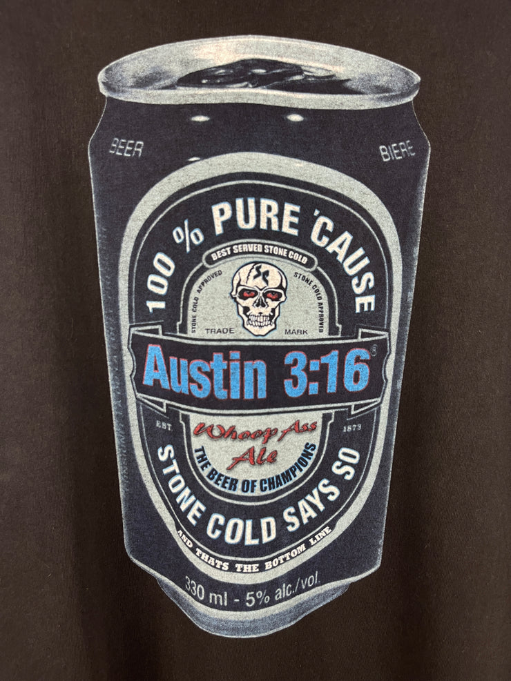 Vintage 90s WWF Stone Cold Steve Austin Whoop Ass Beer Black Tee
