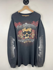 Vintage Harley Davidson Skull Ohio Black Long Sleeve