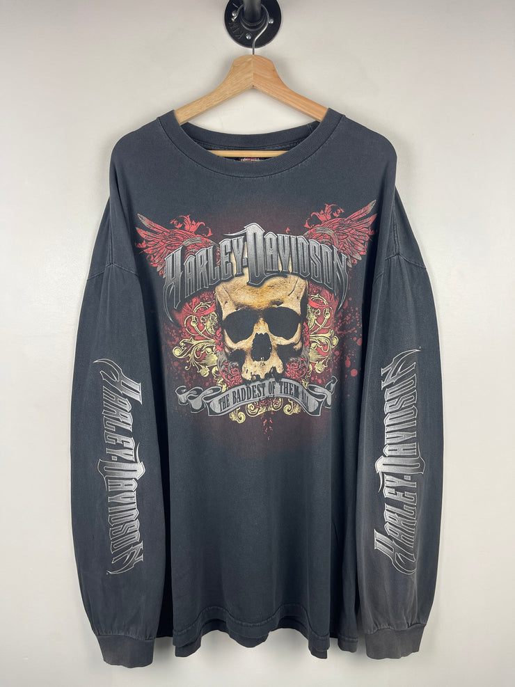 Vintage Harley Davidson Skull Ohio Black Long Sleeve