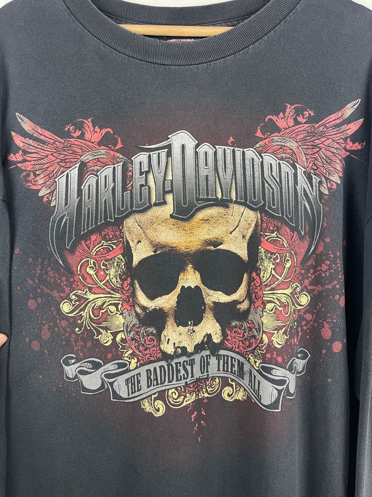 Vintage Harley Davidson Skull Ohio Black Long Sleeve