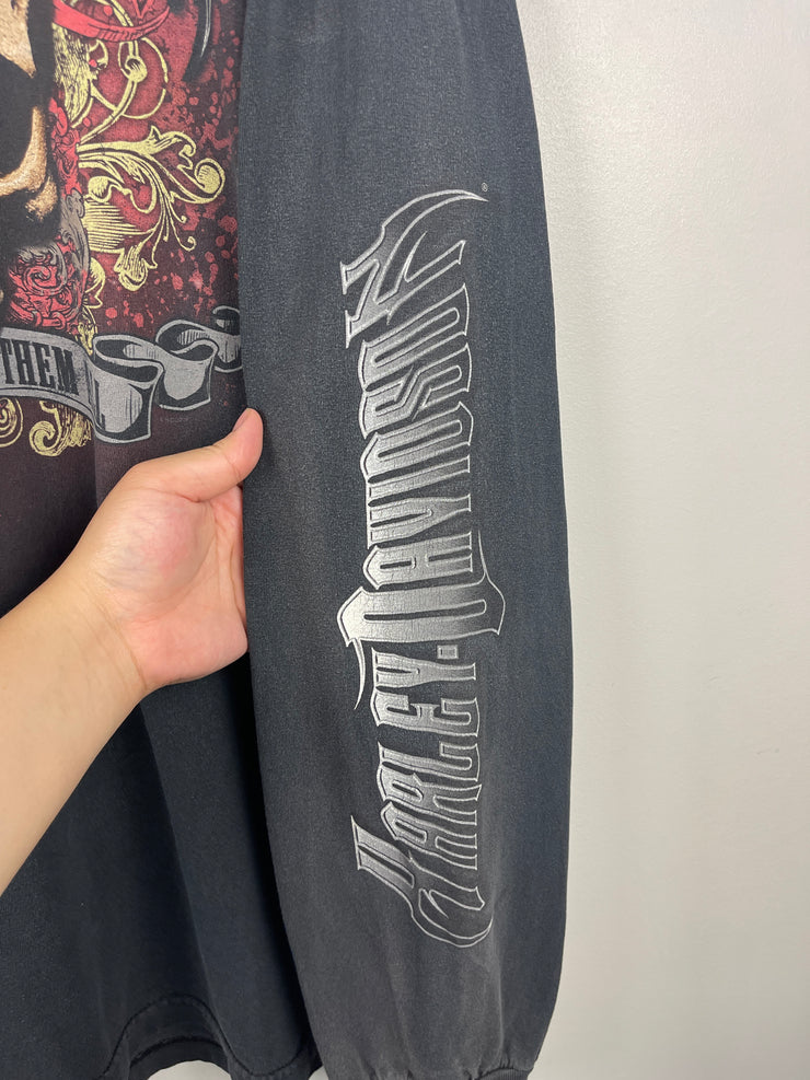 Vintage Harley Davidson Skull Ohio Black Long Sleeve