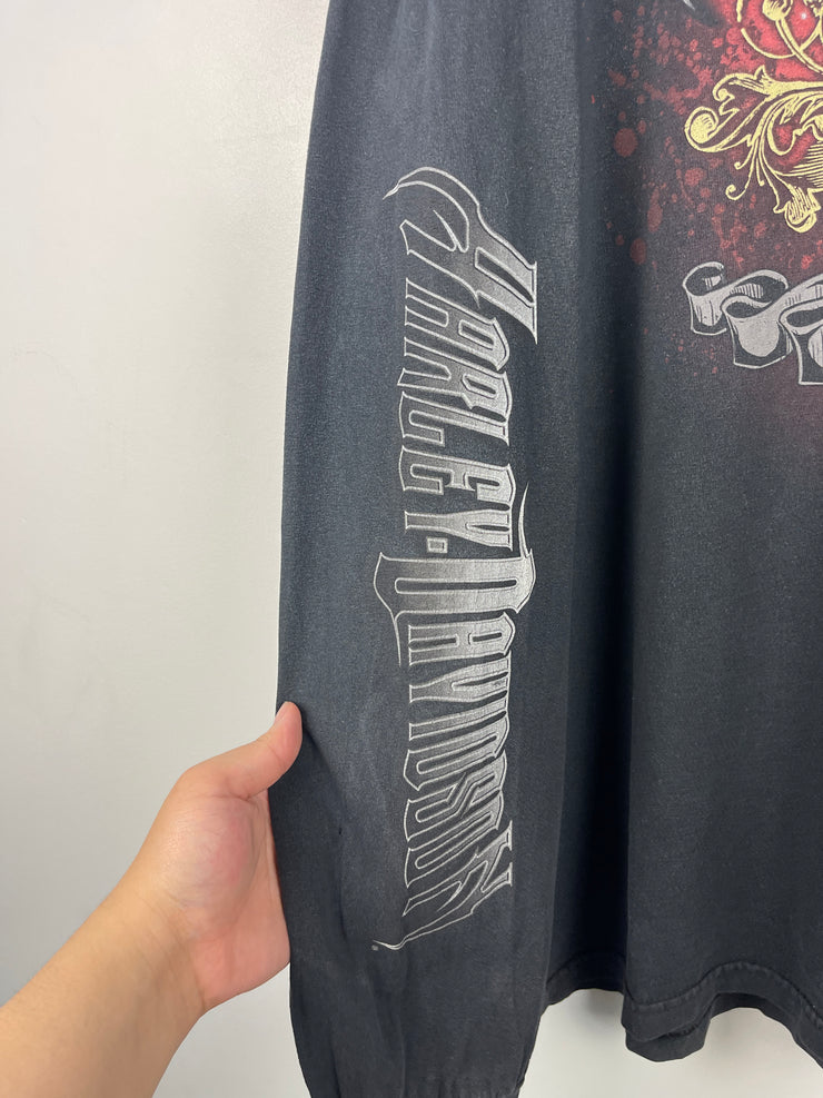 Vintage Harley Davidson Skull Ohio Black Long Sleeve