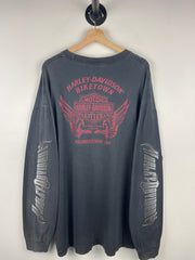 Vintage Harley Davidson Skull Ohio Black Long Sleeve