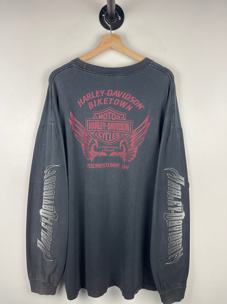 Vintage Harley Davidson Skull Ohio Black Long Sleeve