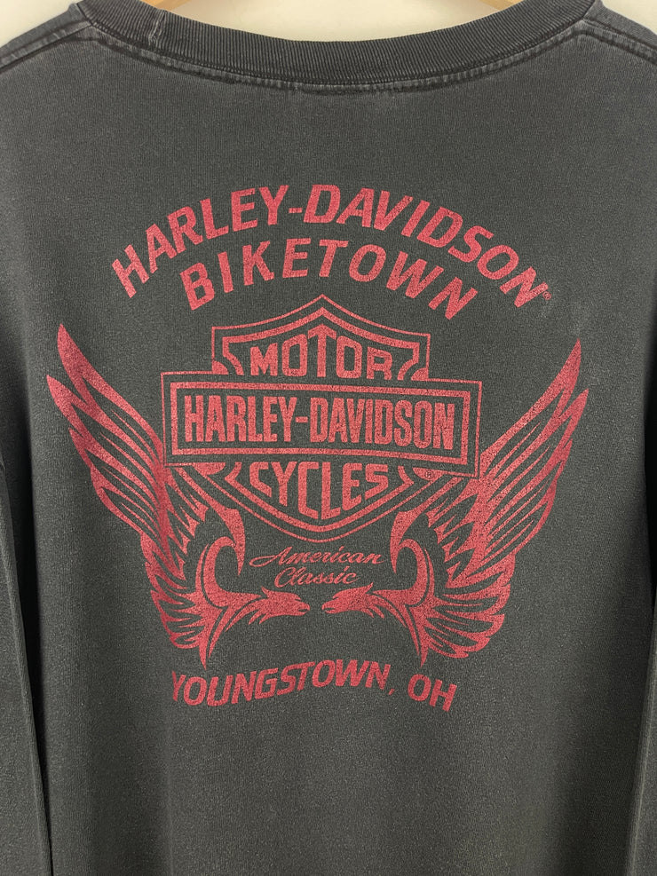 Vintage Harley Davidson Skull Ohio Black Long Sleeve