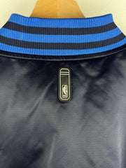 Vintage NBA Reebok Dallas Mavericks Embroidered Navy Satin Bomber Jacket