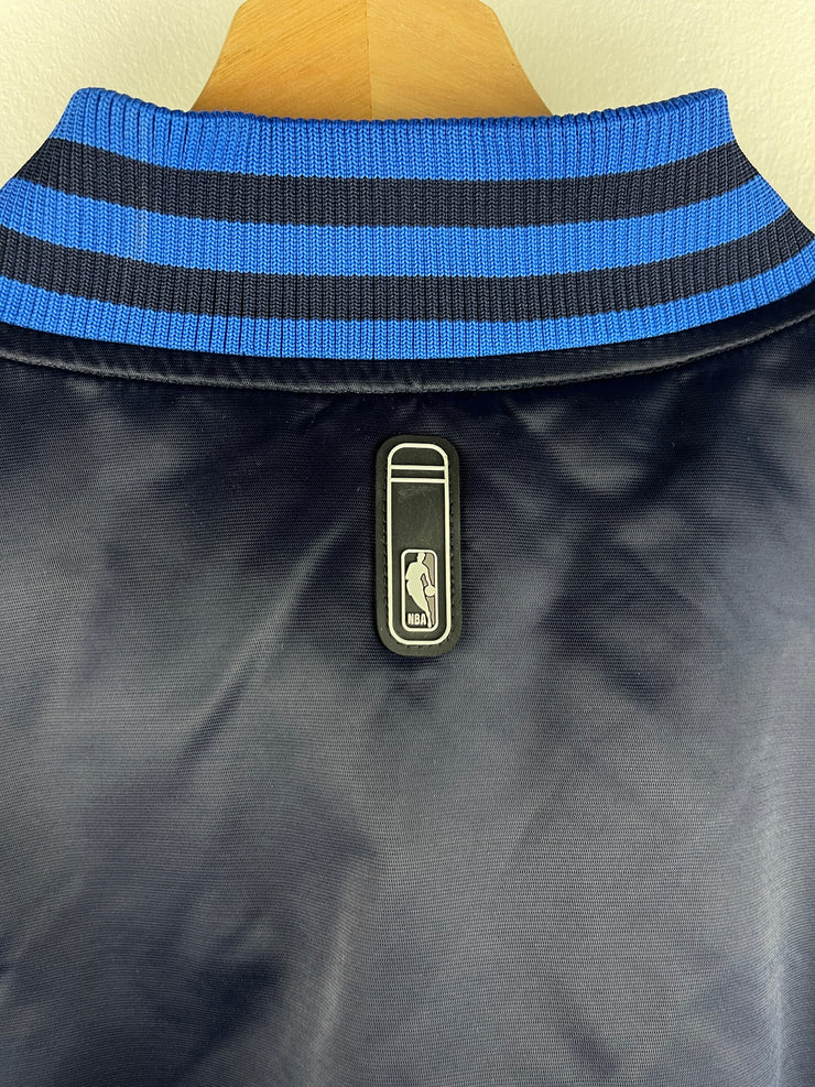 Vintage NBA Reebok Dallas Mavericks Embroidered Navy Satin Bomber Jacket