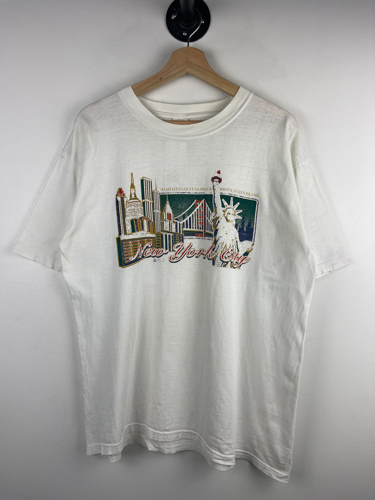 Vintage 90s New York City Skyline White Tee