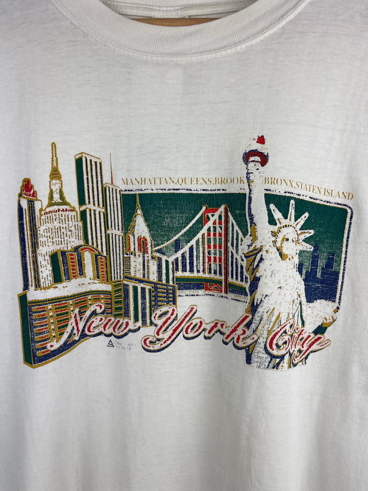 Vintage 90s New York City Skyline White Tee