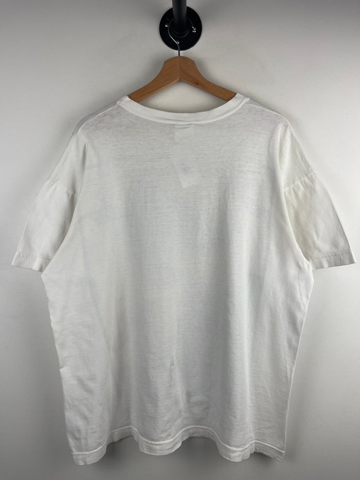 Vintage 90s Keith Haring Cancun Mexico Dancing Band Art White Tee
