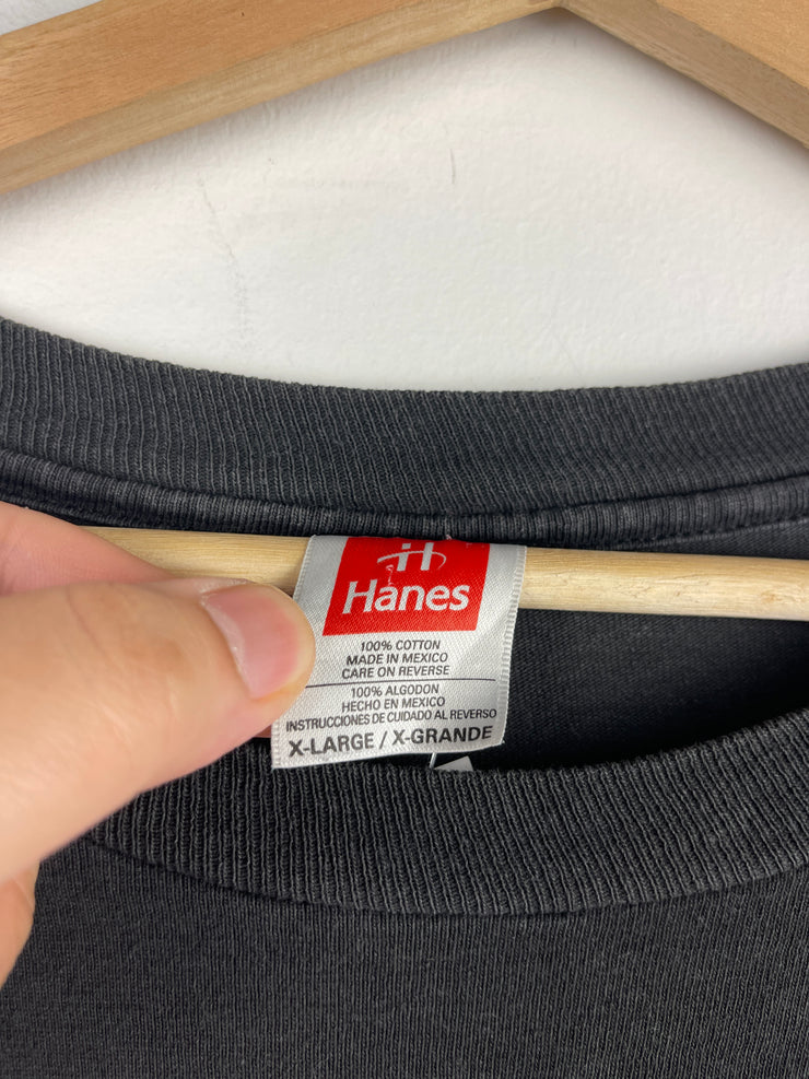Vintage 90s Hanes Blank Black Pocket Tee