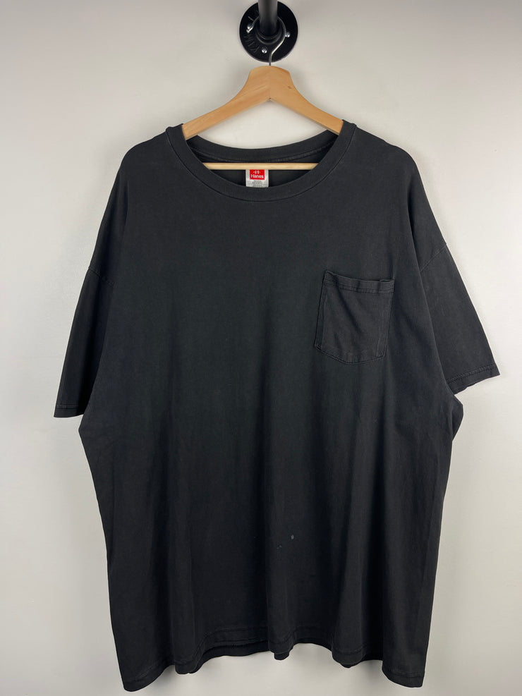 Vintage 90s Hanes Blank Black Pocket Tee