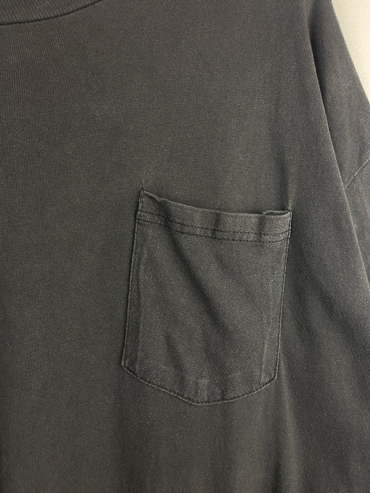 Vintage 90s Hanes Blank Black Pocket Tee