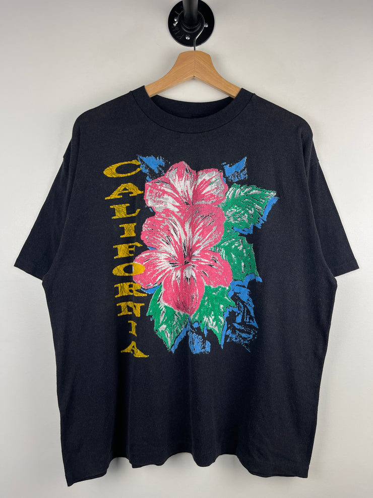 Vintage 90s California Flower Black Tee