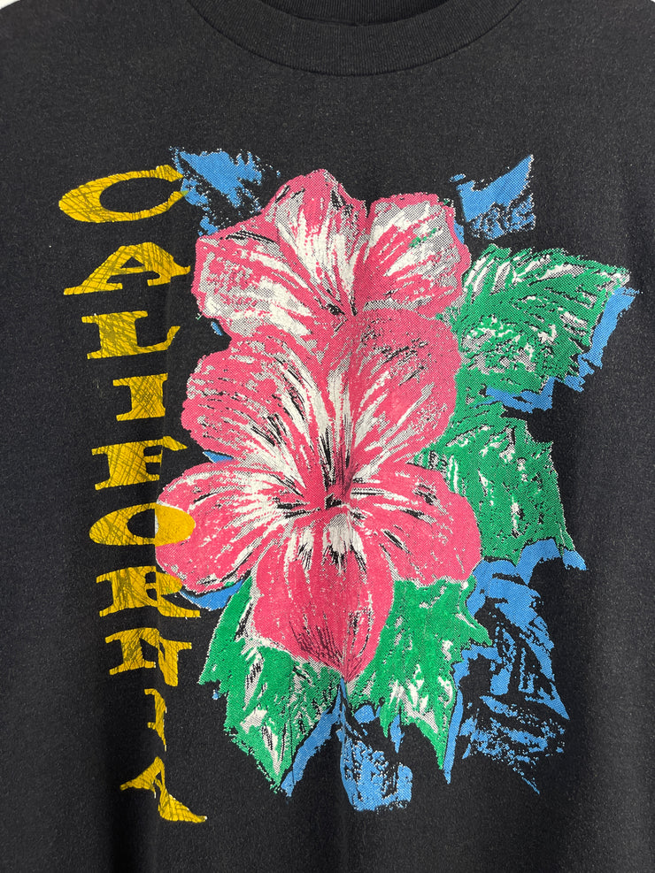 Vintage 90s California Flower Black Tee