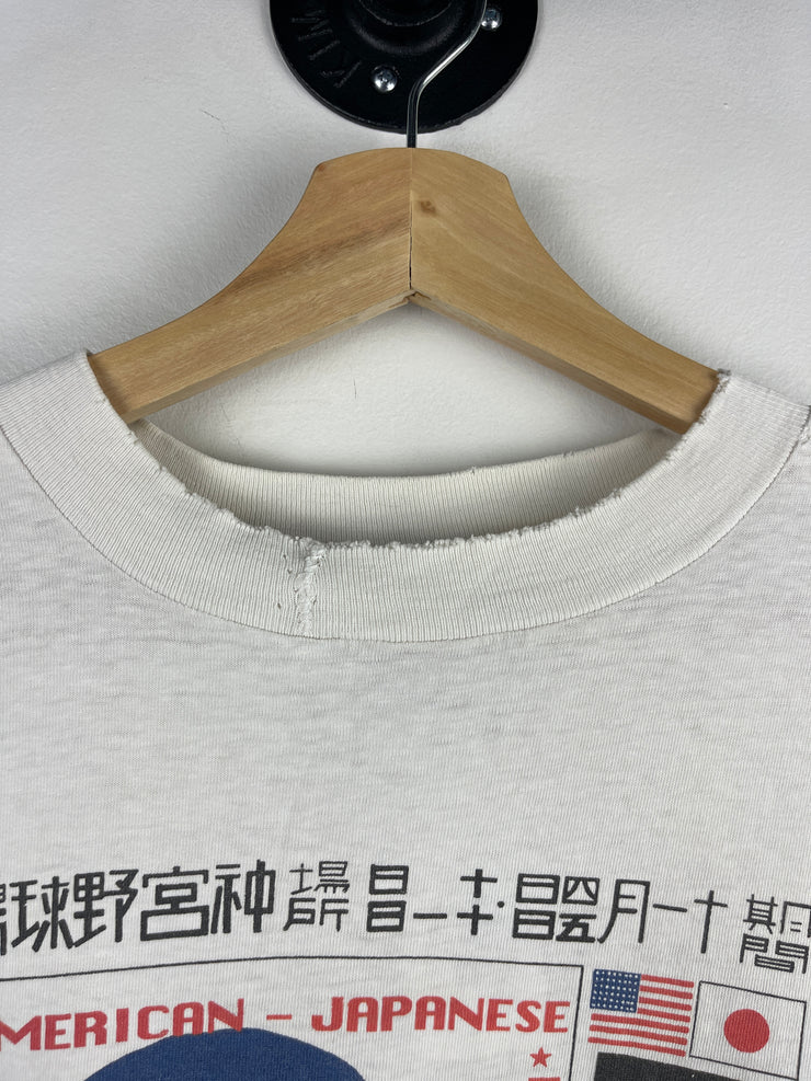 Vintage 90s MLB New York Yankees Babe Ruth American Japanese White Tee