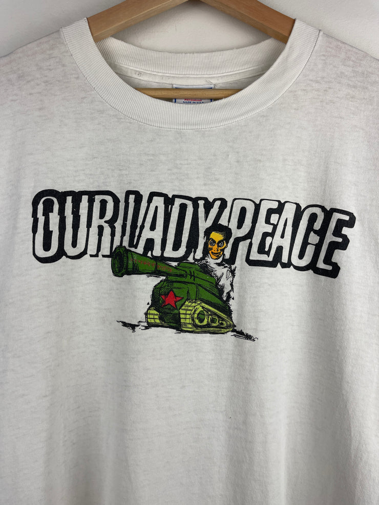 Vintage 90s All Sport Our Lady Peace Clumsy White Tee