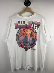 Vintage 90s NBA Starter Chicago Bulls Repeat 3 Peat White Tee